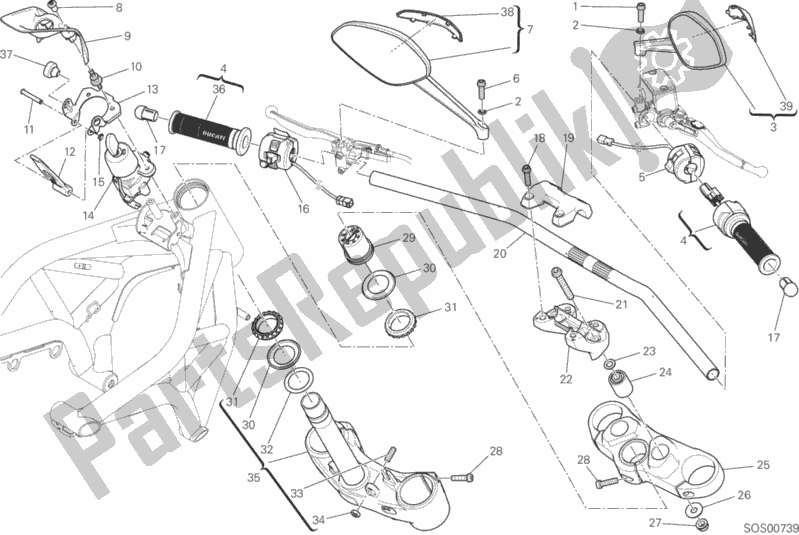 Todas las partes para Manillar Y Controles de Ducati Monster 821 Thailand 2015
